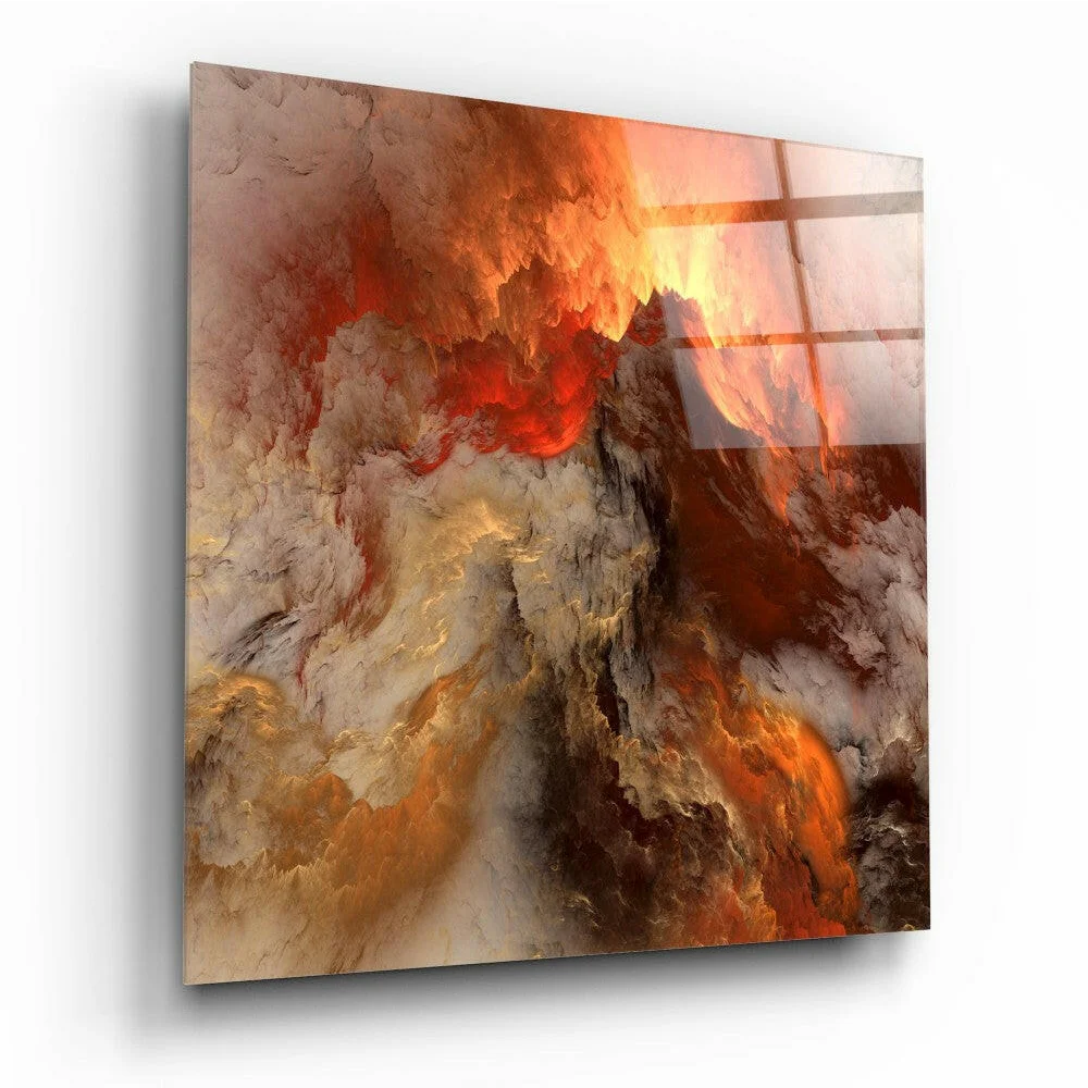 Fiery Swirls Glass Wall Art Abstract Canvas Panel | Insigneart USA | vintageantiquesgifts.com