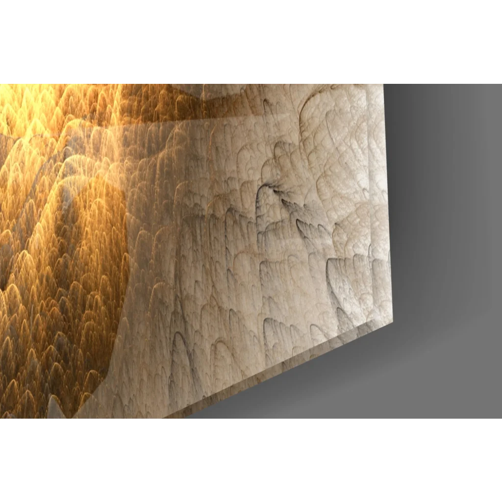 Swirling gold marble glass wall art canvas with golden cave stalactites