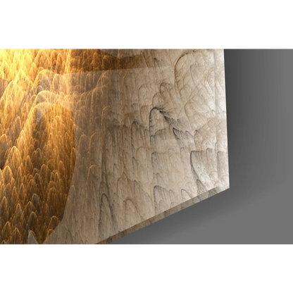 Swirling gold marble glass wall art canvas with golden cave stalactites