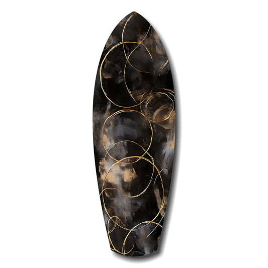 Stunning Black Gold Tempered Glass Art with Circular Design | Insigneart USA | vintageantiquesgifts.com