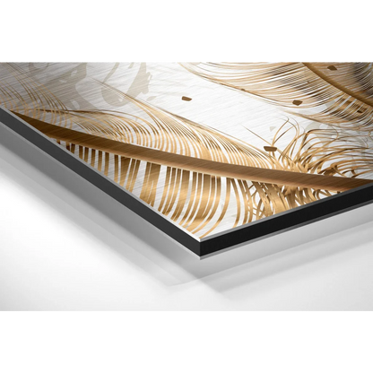 Golden feather brushed aluminium dibond wall art print
