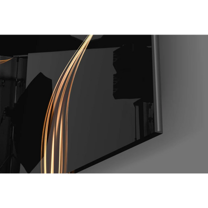 Golden light trails on sleek glass wall art frame