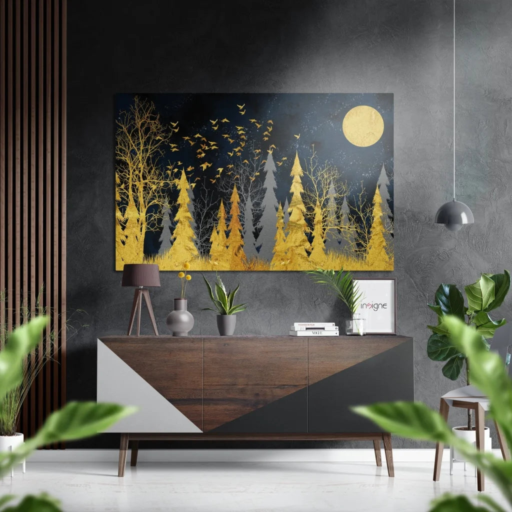 Golden Forest Brushed Aluminium Dibond Wall Art