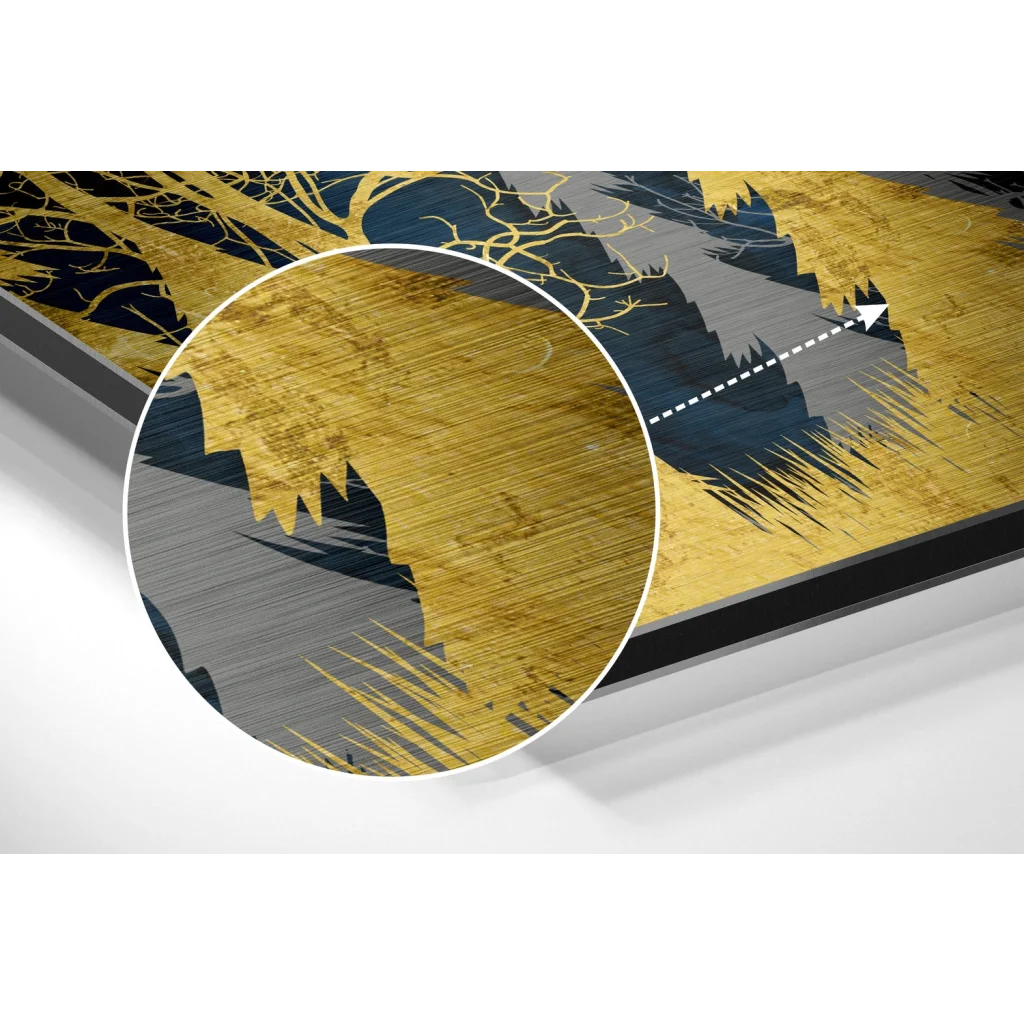 glass wall art Golden Forest Brushed Aluminium Dibond Wall Art