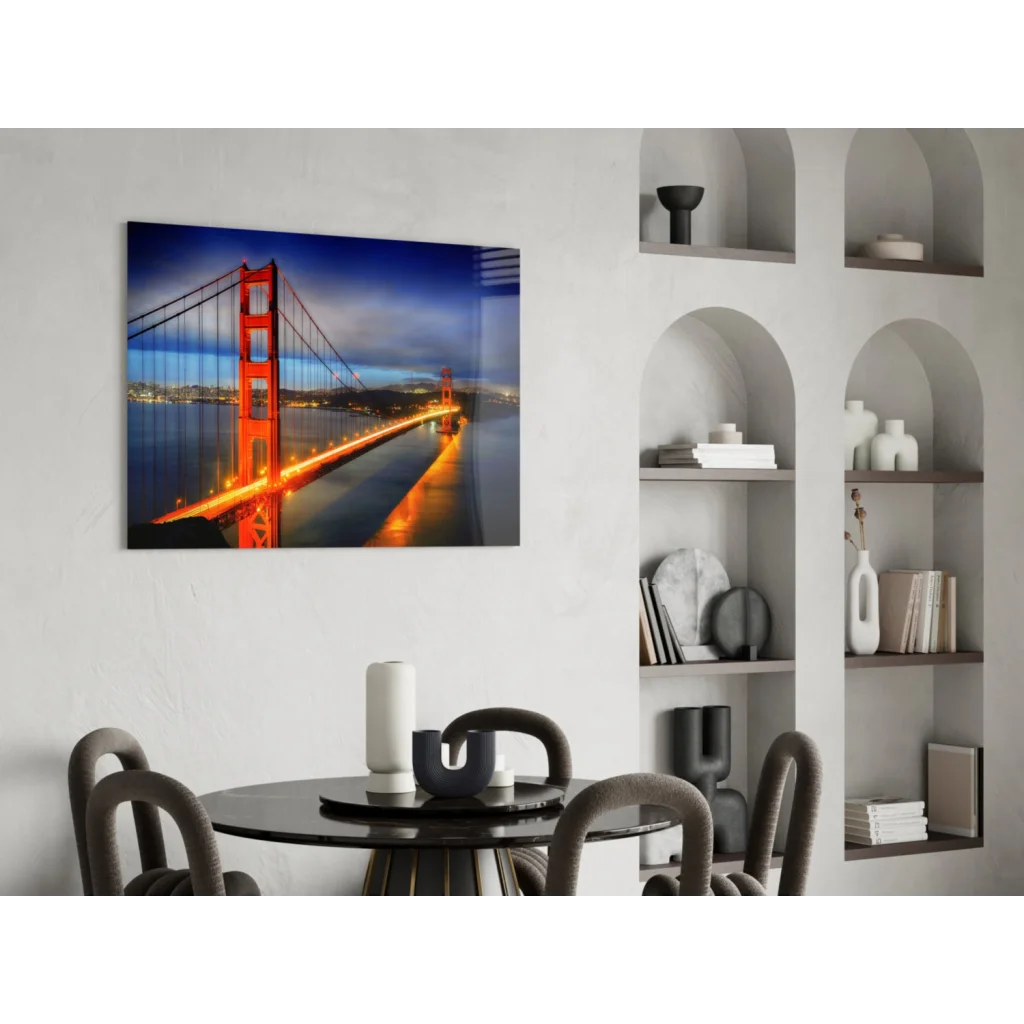 Vibrant Golden Gate Bridge night glow canvas wall art print