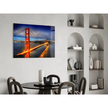 Vibrant Golden Gate Bridge night glow canvas wall art print