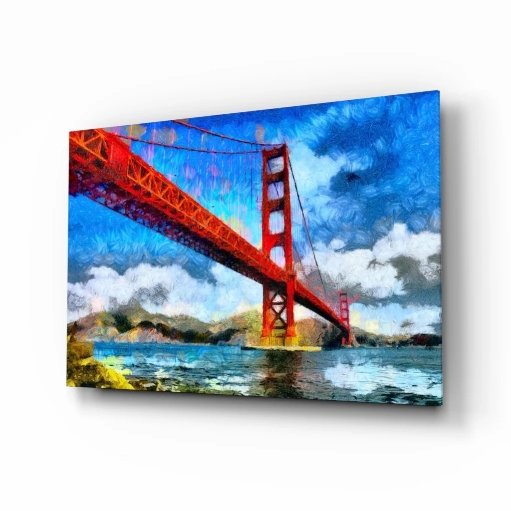 Golden Gate Bridge Canvas Wall Art with Bold Brushstroke Texture | Insigneart USA | vintageantiquesgifts.com