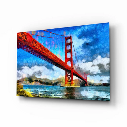 Golden Gate Bridge Canvas Wall Art with Bold Brushstroke Texture | Insigneart USA | vintageantiquesgifts.com