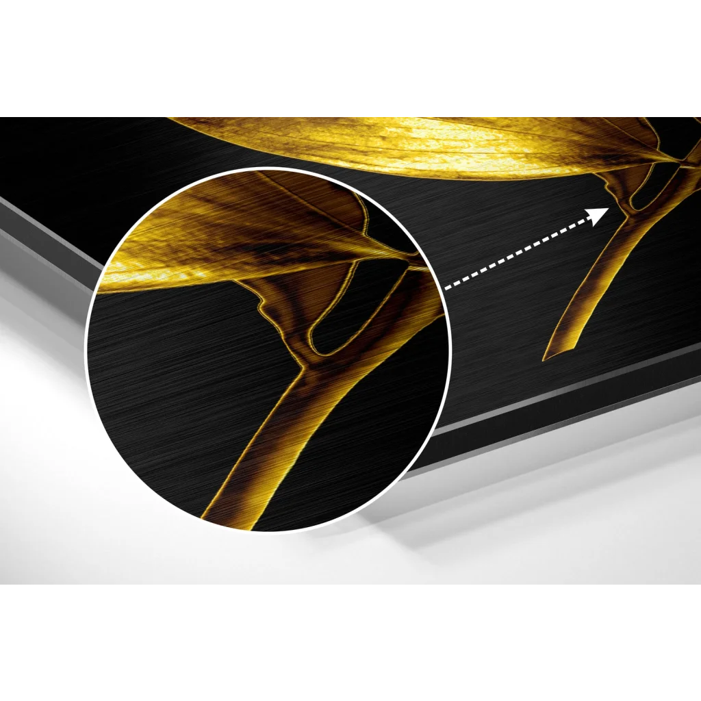 glass wall art Golden Leaves Brushed Aluminium Dibond Wall Art