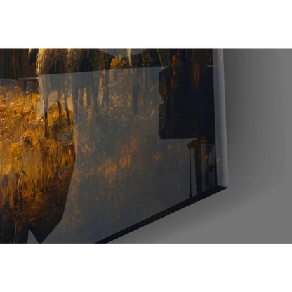 Golden Nativity glass wall art vase with shepherds, sheep, gold brown texture