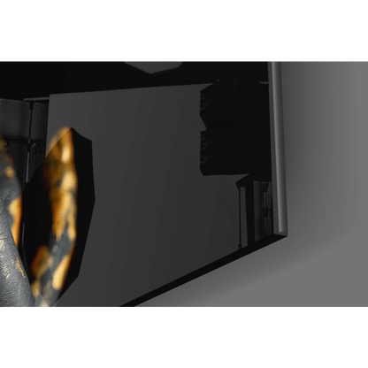 Black reflective screen with gold pattern in Golden Touch Black Canvas Wall Art