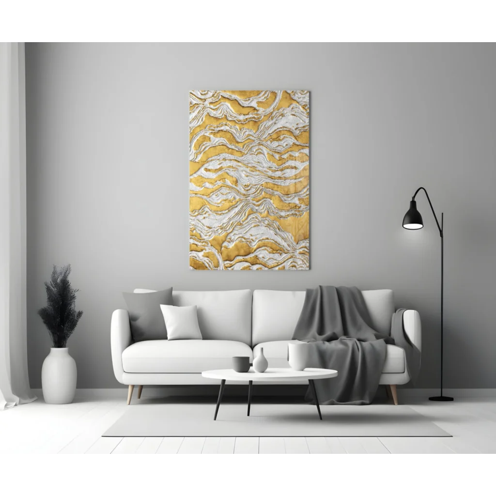 Stunning Golden Wave Canvas Wall Art for Modern Homes | Modern Wall Art Decor | vintageantiquesgifts.com