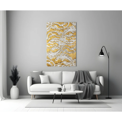 Stunning Golden Wave Canvas Wall Art for Modern Homes | Modern Wall Art Decor | vintageantiquesgifts.com