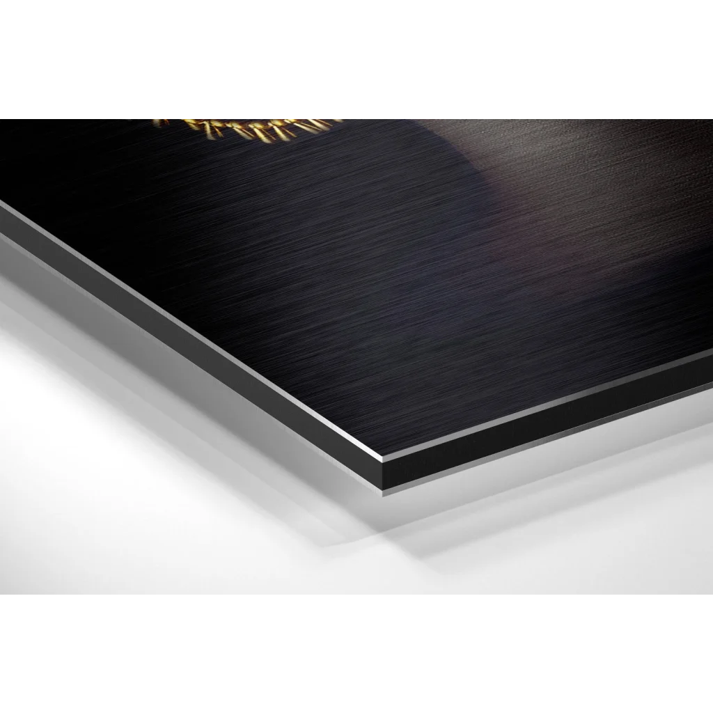 Stunning gold sunburst art on brushed aluminium dibond