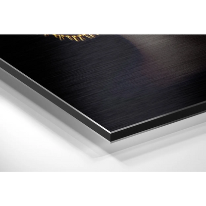 Stunning gold sunburst art on brushed aluminium dibond