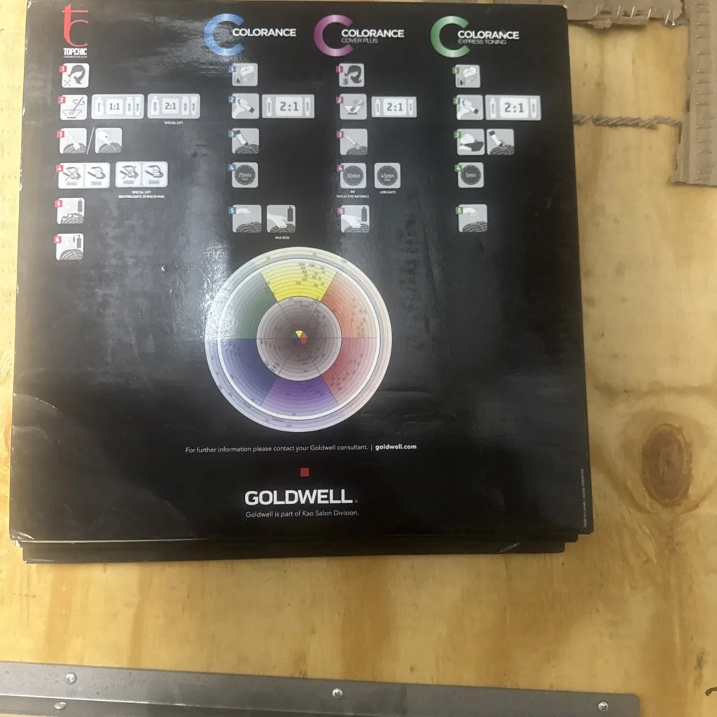 Goldwell Color Catalog box with Colorance black goldwell color wheel