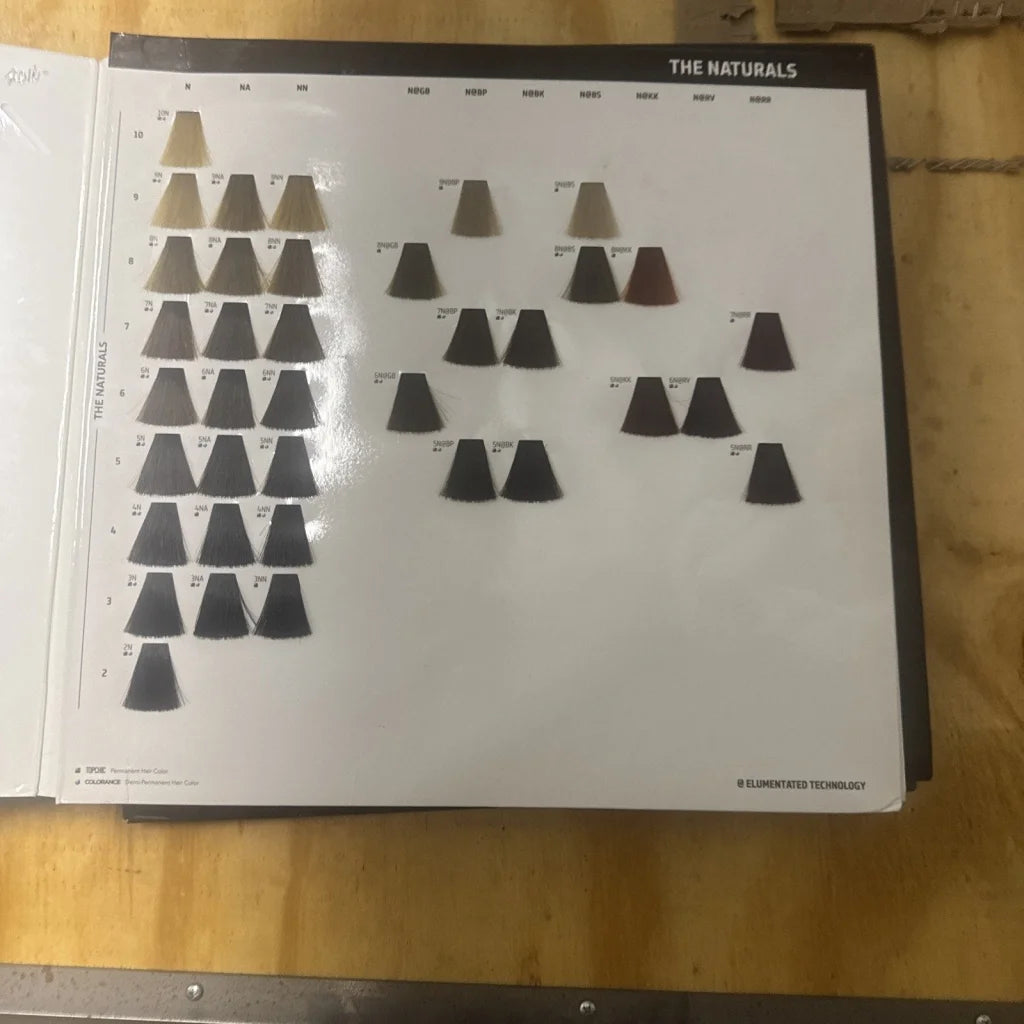 Goldwell color catalog: The Naturals hair dye shades in browns, blacks, reds
