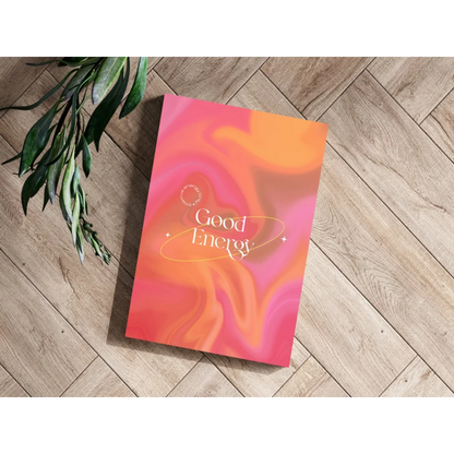 Vibrant pink orange gradient Good Energy book wall art print