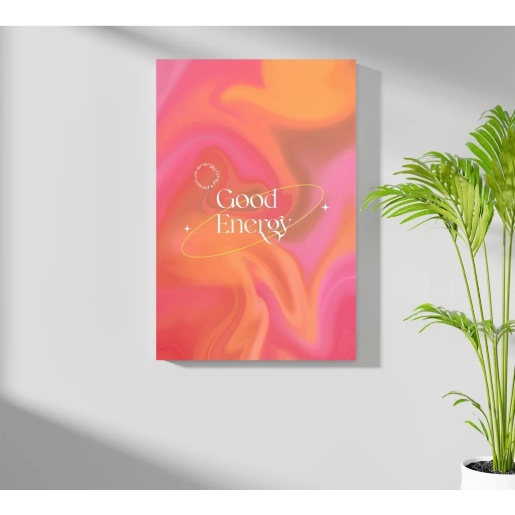 Vibrant pink orange abstract Good Energy aluminum wall art print