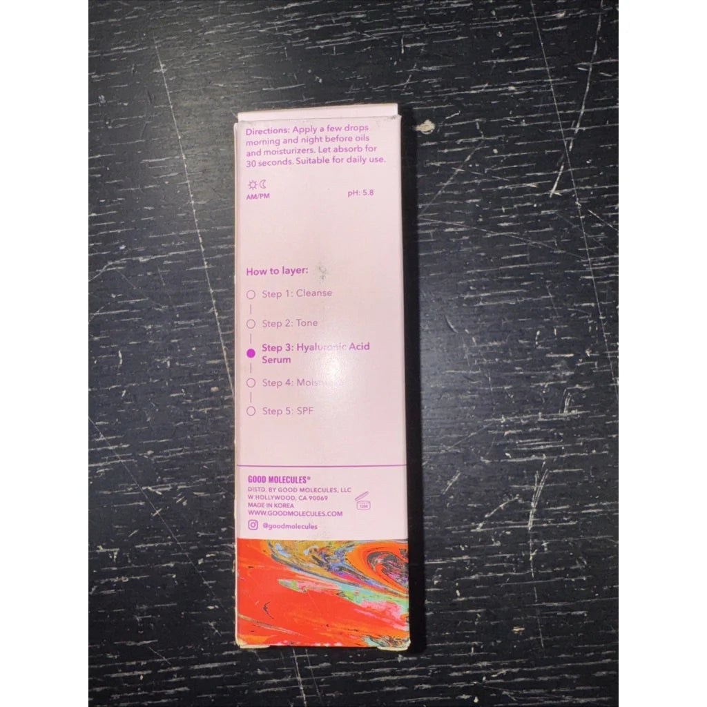 Good Molecules hyaluronic acid serum pink orange packaging 2.53 fl oz