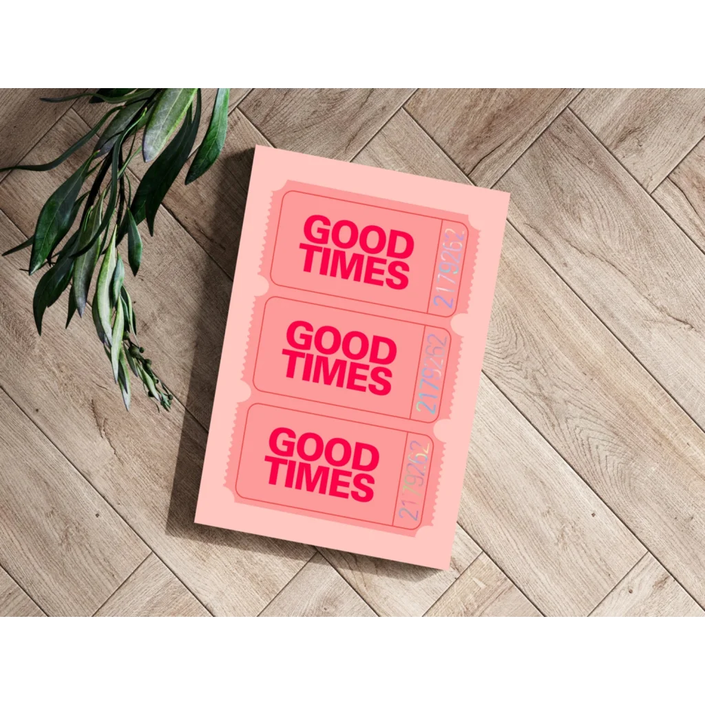 Pink Good Times ticket insigne aluminum prints retro wall art