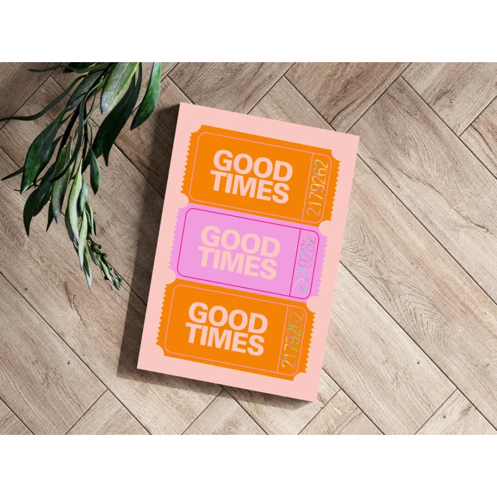 Good Times Ticket Insigne Aluminum Prints in pastel pink poster