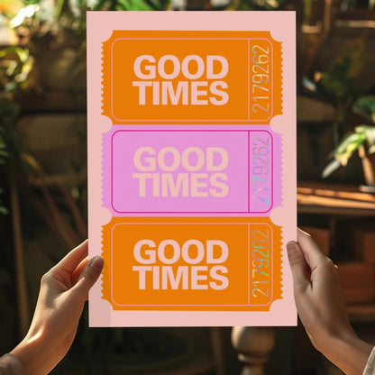 Vibrant pink Good Times Ticket Insigne Aluminum Prints poster