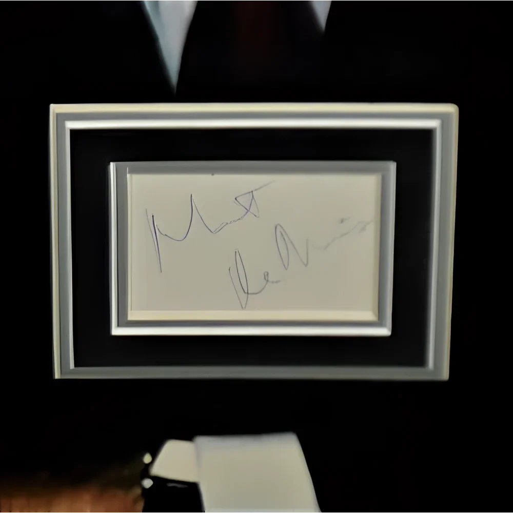 Deluxe framed Goodfellas movie poster with Robert DeNiro autograph in silver frame