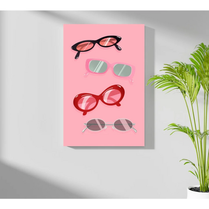 Pink sunglasses pop art canvas from Insigne Aluminum Prints