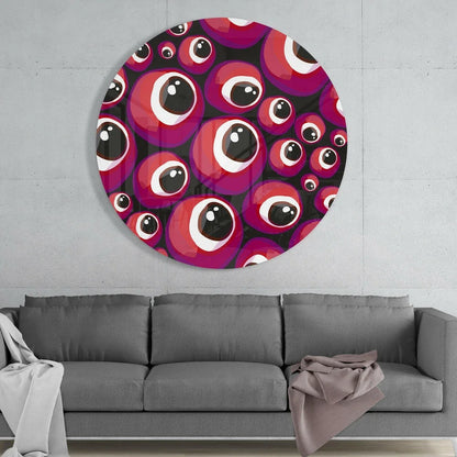 Googly Eye Tempered Glass Art with size comparison sheet