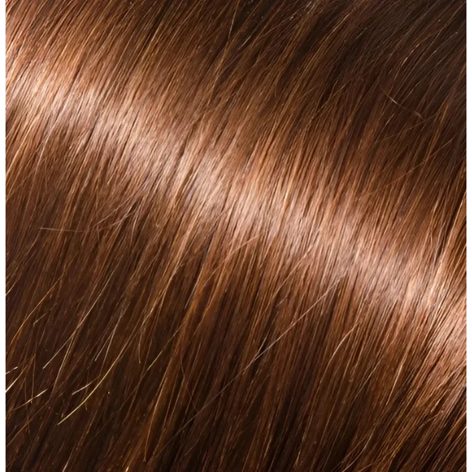 Gorgeous Auburn Brown Synthetic Practice Hair swatch with warm tones and shine