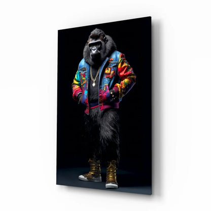 Funky Gorilla Glass Wall Art Canvas Print | Insigneart USA | vintageantiquesgifts.com