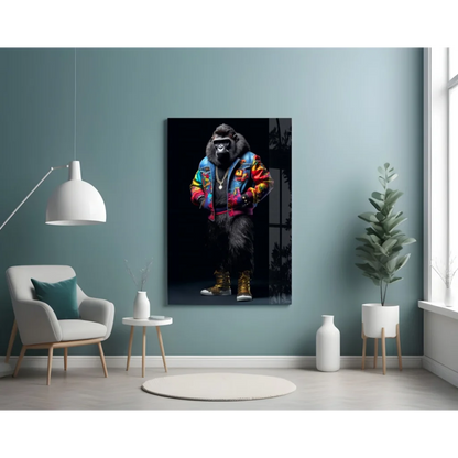 Funky Gorilla Glass Wall Art Canvas Print | Contemporary Home Wall Art | vintageantiquesgifts.com