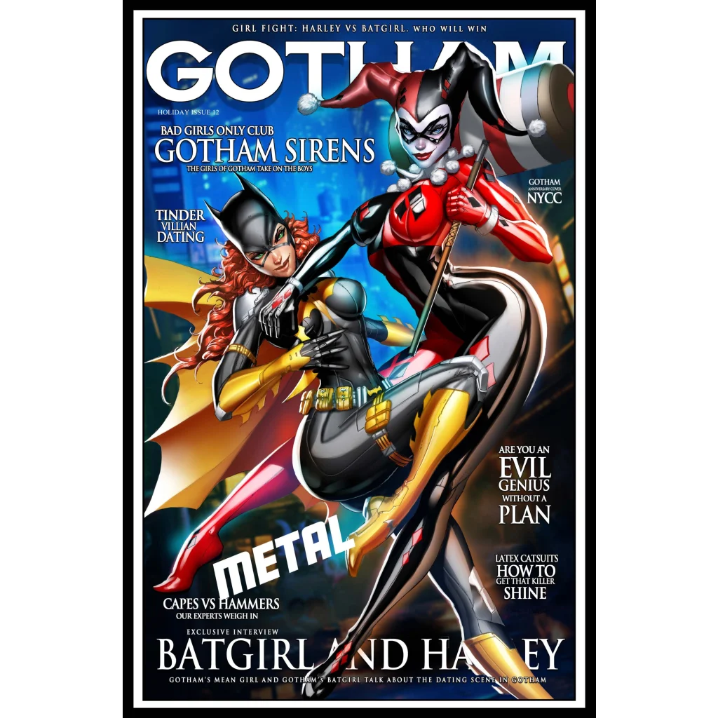 Harley Quinn and Batgirl dynamic poses on Gotham Masked Sidekick Duo cover