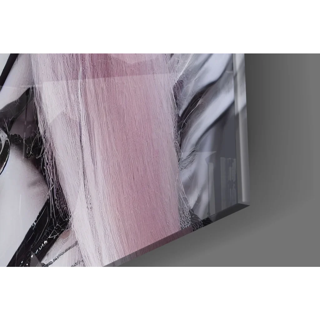 Gothic pink skeleton glass wall art with spiderweb design