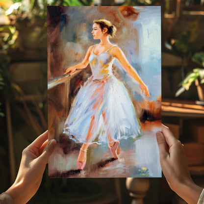 Graceful ballerina in soft pastels and gold canvas art