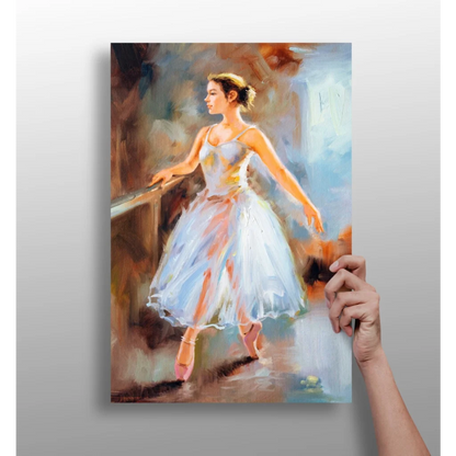 Graceful ballerina in soft pastel tutu with gold accents canvas art