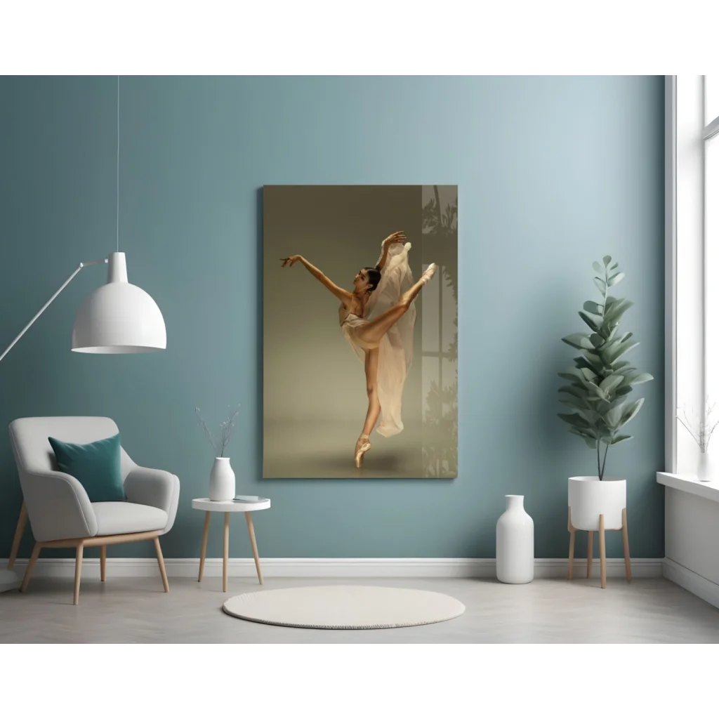 Graceful Ballerina Canvas Wall Art in Elegant White Tutu | Contemporary Home Wall Art | vintageantiquesgifts.com