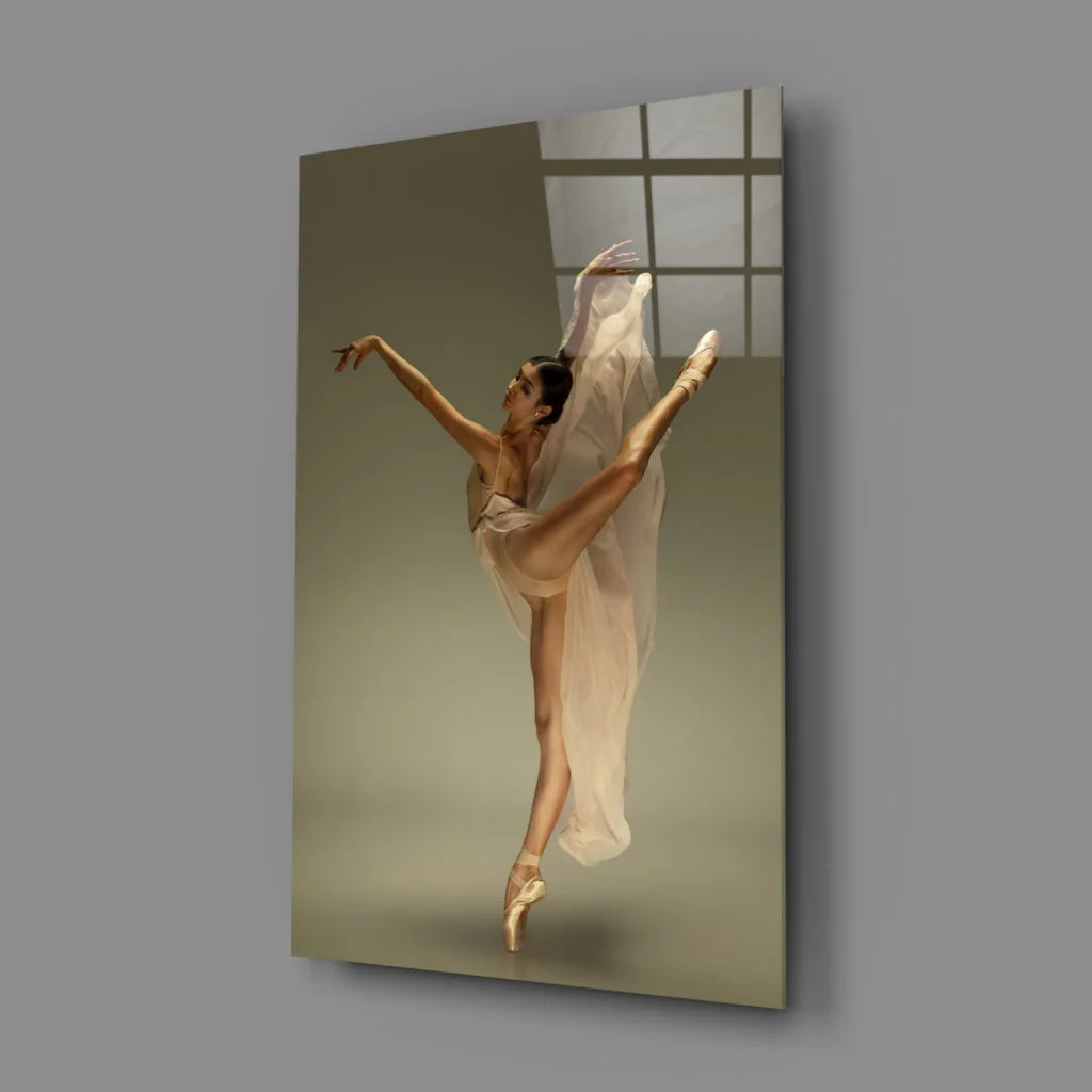 Graceful Ballerina Canvas Wall Art in Elegant White Tutu | Glass Wall Art Print | vintageantiquesgifts.com