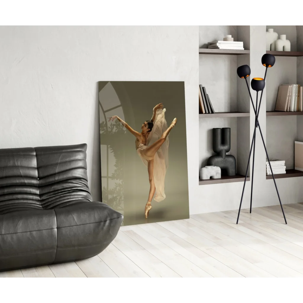 Graceful ballerina in white tutu canvas wall art print