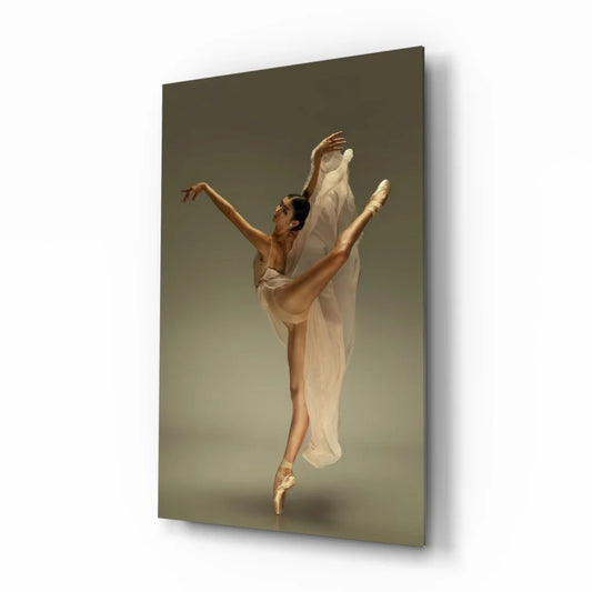 Elegant ballerina in white tutu arabesque pose canvas wall art