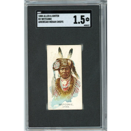 Graded 1888 Allen & Ginter American Indian Chiefs N2 #NNO Wetcunie Baseball Tobacco Card SGC 1.5 Fair | Hall of Fame Sports Memorabilia | vintageantiquesgifts.com