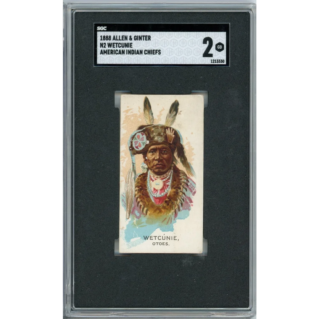 Graded 1888 Allen & Ginter American Indian Chiefs N2 Wetcunie Baseball Tobacco Card SGC 2 Good | Hall of Fame Sports Memorabilia | vintageantiquesgifts.com