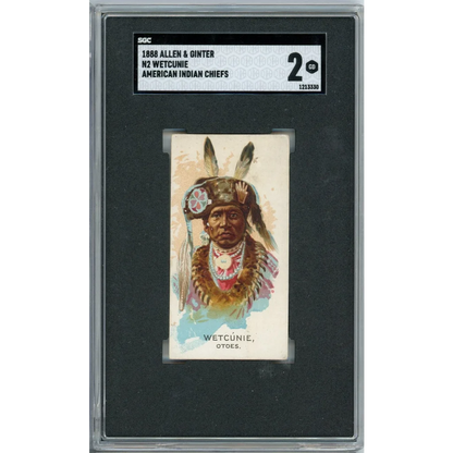 Graded 1888 Allen & Ginter American Indian Chiefs N2 Wetcunie Baseball Tobacco Card SGC 2 Good | Hall of Fame Sports Memorabilia | vintageantiquesgifts.com