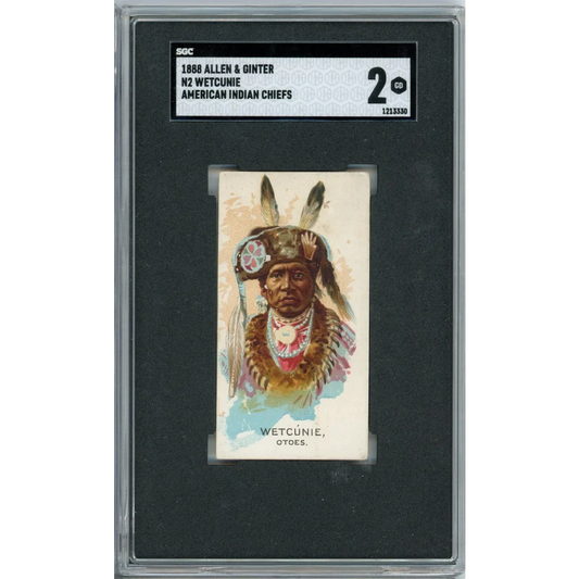Graded 1888 Allen & Ginter American Indian Chiefs N2 Wetcunie Baseball Tobacco Card SGC 2 Good | Hall of Fame Sports Memorabilia | vintageantiquesgifts.com