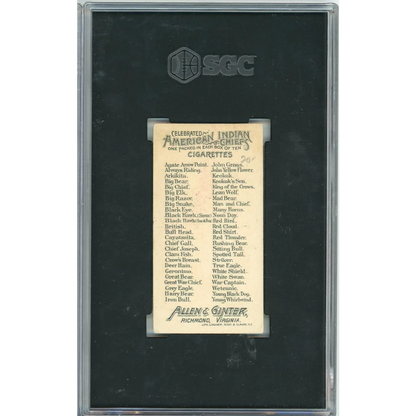 Graded 1888 Allen & Ginter American Indian Chiefs N2 Wetcunie Baseball Tobacco Card SGC 2 Good | SGC 2 Good Graded Vintage Baseball Tobacco Card | vintageantiquesgifts.com