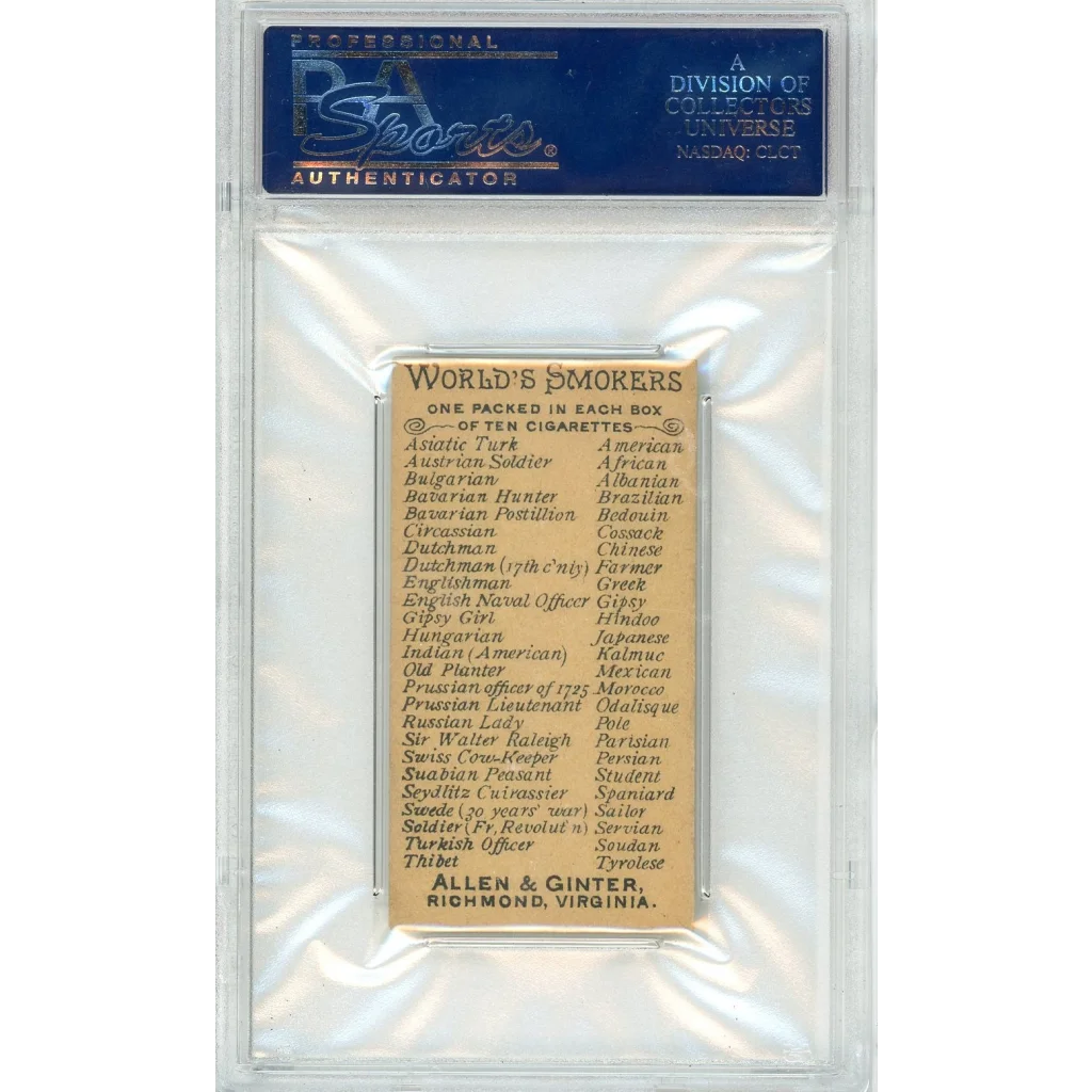 Graded 1888 Allen & Ginter World’s Smokers N33 Dutchman Baseball Tobacco Card PSA 6 in sleeve