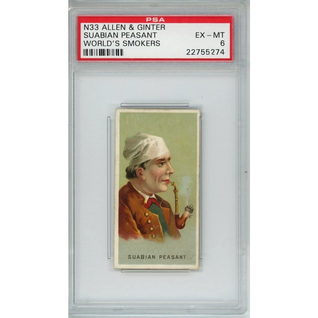 Graded 1888 Allen & Ginter World's Smokers N33 Suabian Peasant Baseball Tobacco Card PSA 6 | Hall of Fame Sports Memorabilia | vintageantiquesgifts.com