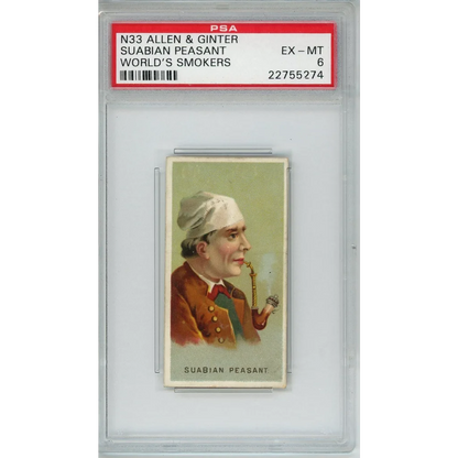 Graded 1888 Allen & Ginter World's Smokers N33 Suabian Peasant Baseball Tobacco Card PSA 6