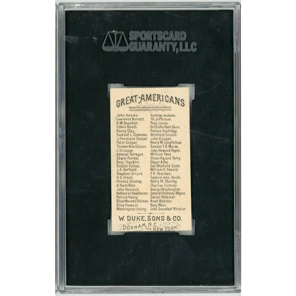 Graded 1888 N76 W. Duke, Sons & Co. Great Americans #CS Charles Sumner Baseball Tobacco Card SGC 4